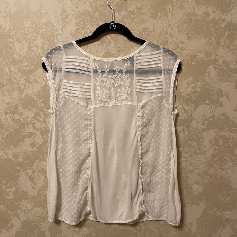 Mango sleeveless white lace top